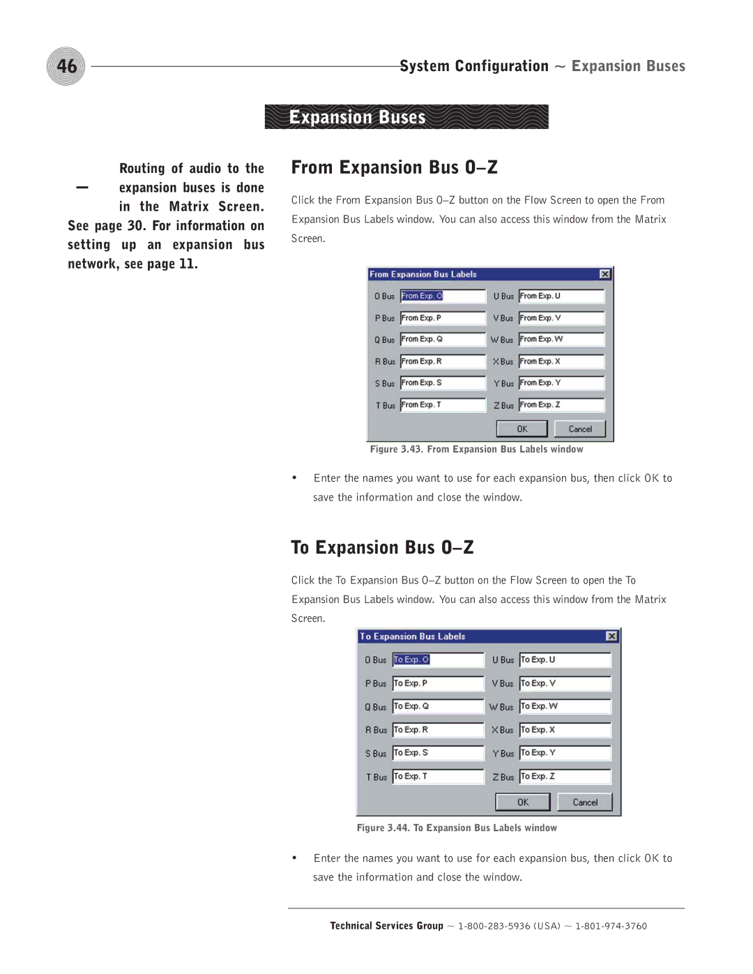 ClearOne comm PSR1212 operation manual Expansion Buses, From Expansion Bus O-Z, To Expansion Bus O-Z, Routing of audio to 