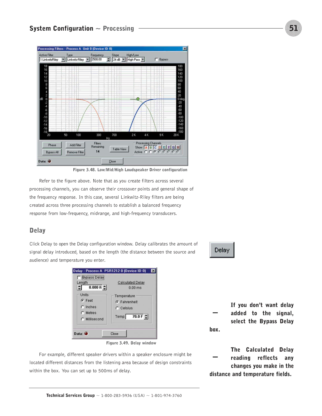 ClearOne comm PSR1212 Select the Bypass Delay, Reading, Changes you make in the distance and temperature fields 