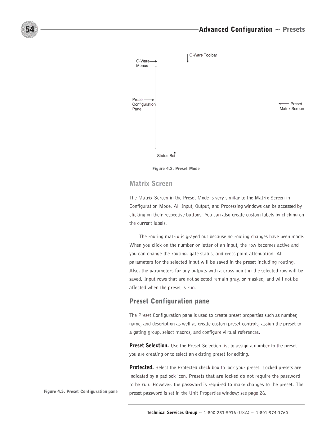 ClearOne comm PSR1212 operation manual Preset Configuration pane, Affected when the preset is run 