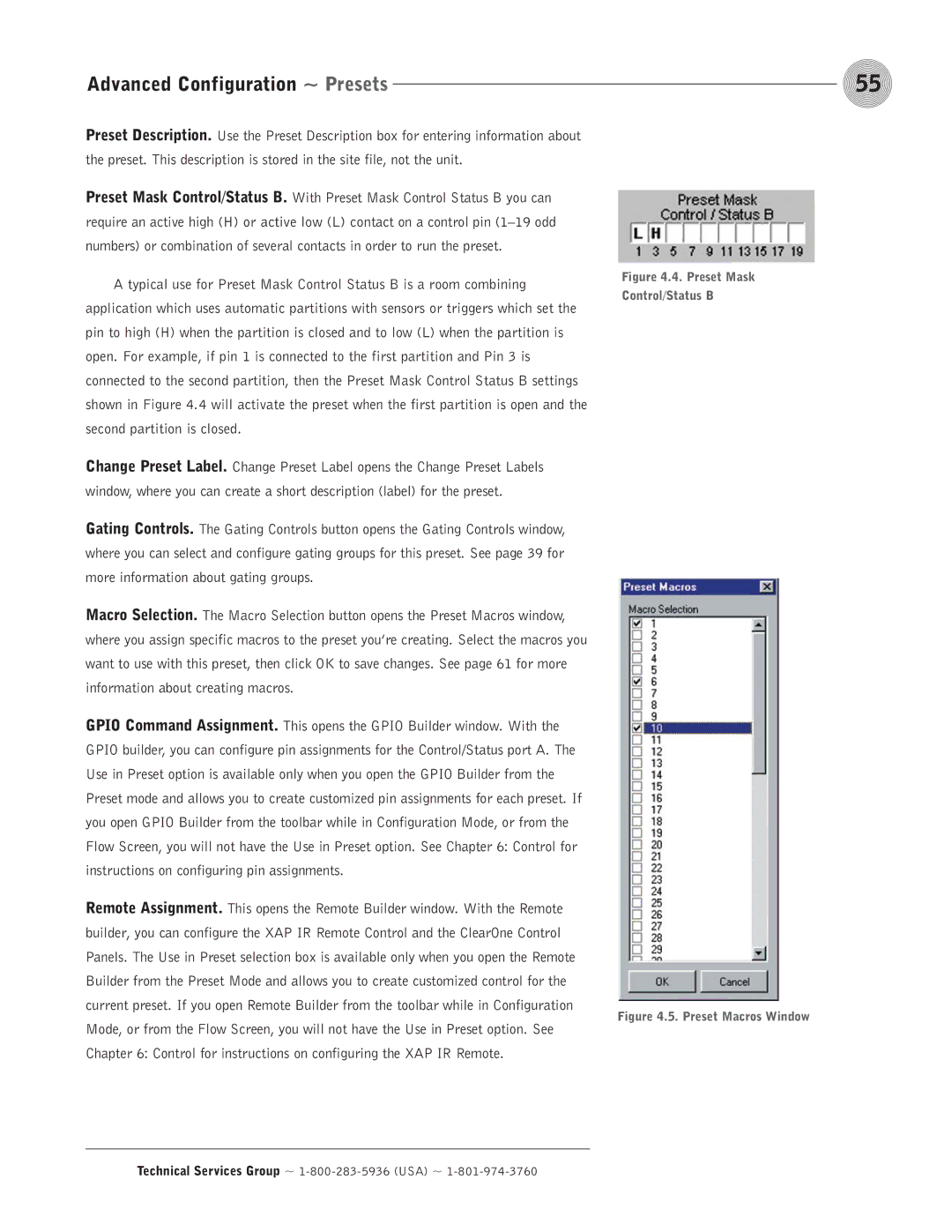 ClearOne comm PSR1212 operation manual Advanced Configuration ~ Presets 