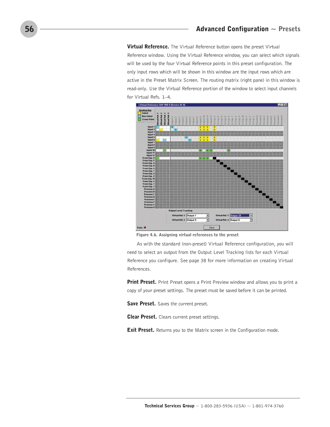 ClearOne comm PSR1212 operation manual Assigning virtual references to the preset 