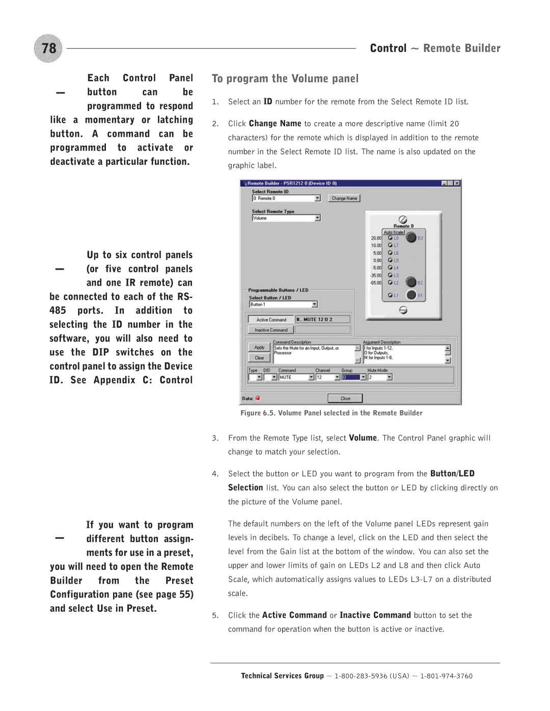 ClearOne comm PSR1212 operation manual To program the Volume panel, Panel, One IR remote can 