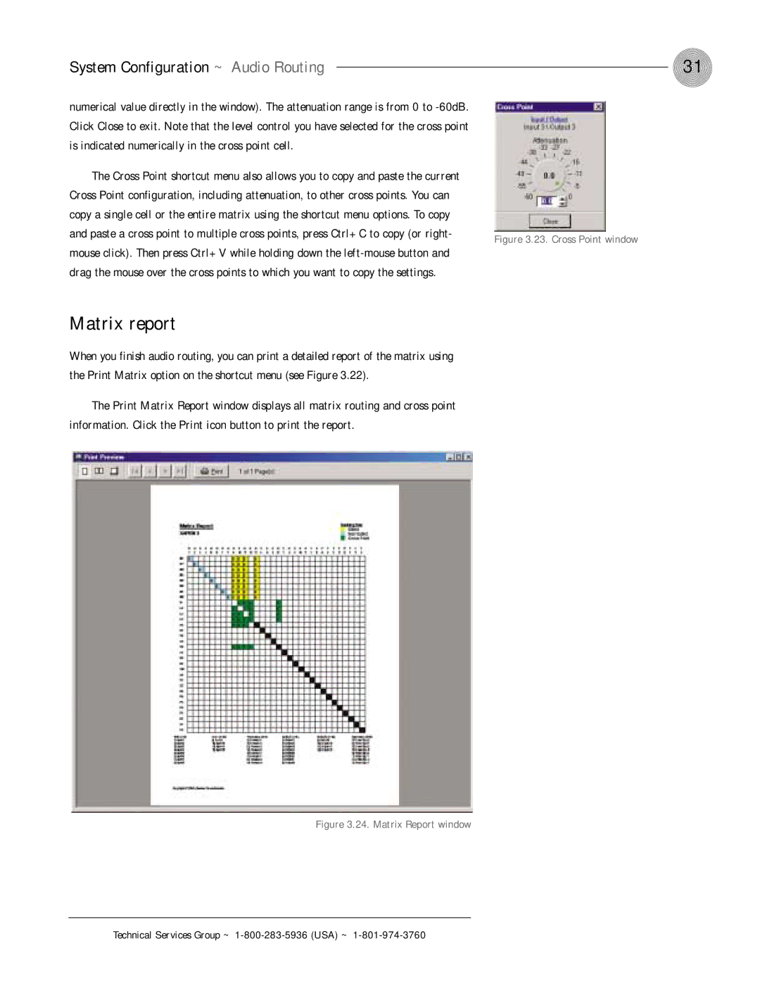 ClearOne comm XAP 800 operation manual Matrix report, System Configuration ~ Audio Routing 