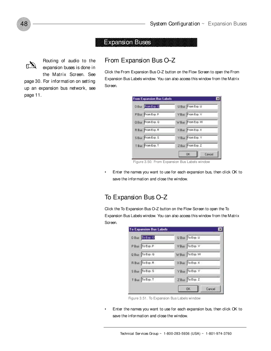 ClearOne comm XAP 800 operation manual Expansion Buses, From Expansion Bus O-Z, To Expansion Bus O-Z 