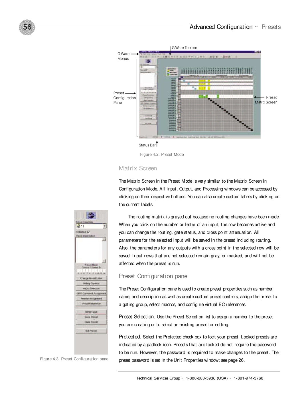 ClearOne comm XAP 800 operation manual Preset Configuration pane, Affected when the preset is run 