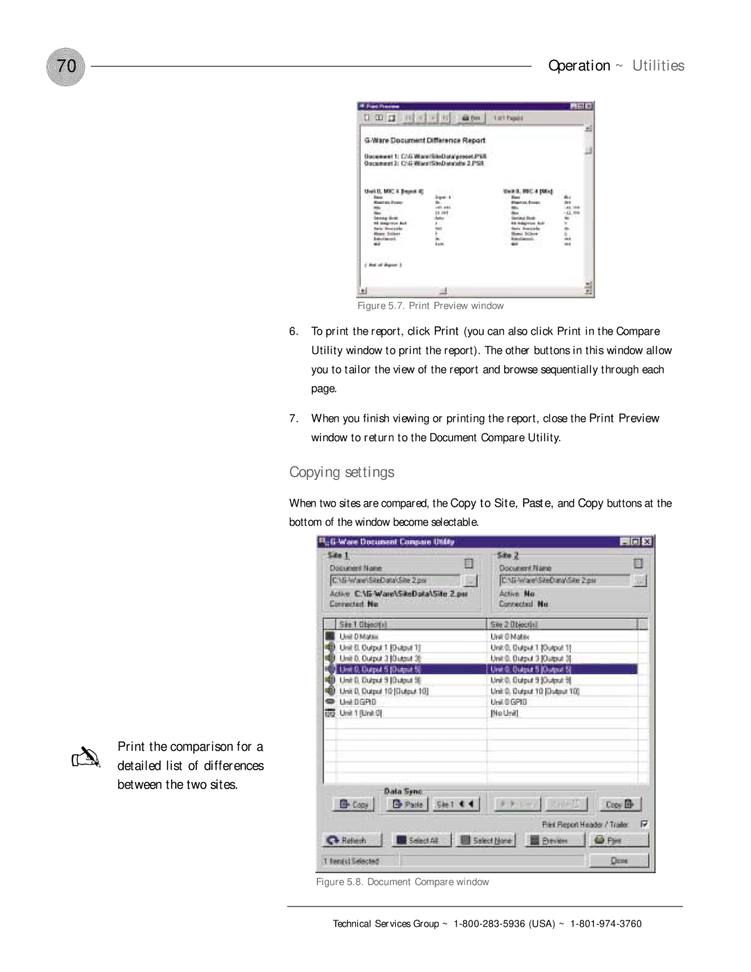 ClearOne comm XAP 800 operation manual Copying settings, Print Preview window 