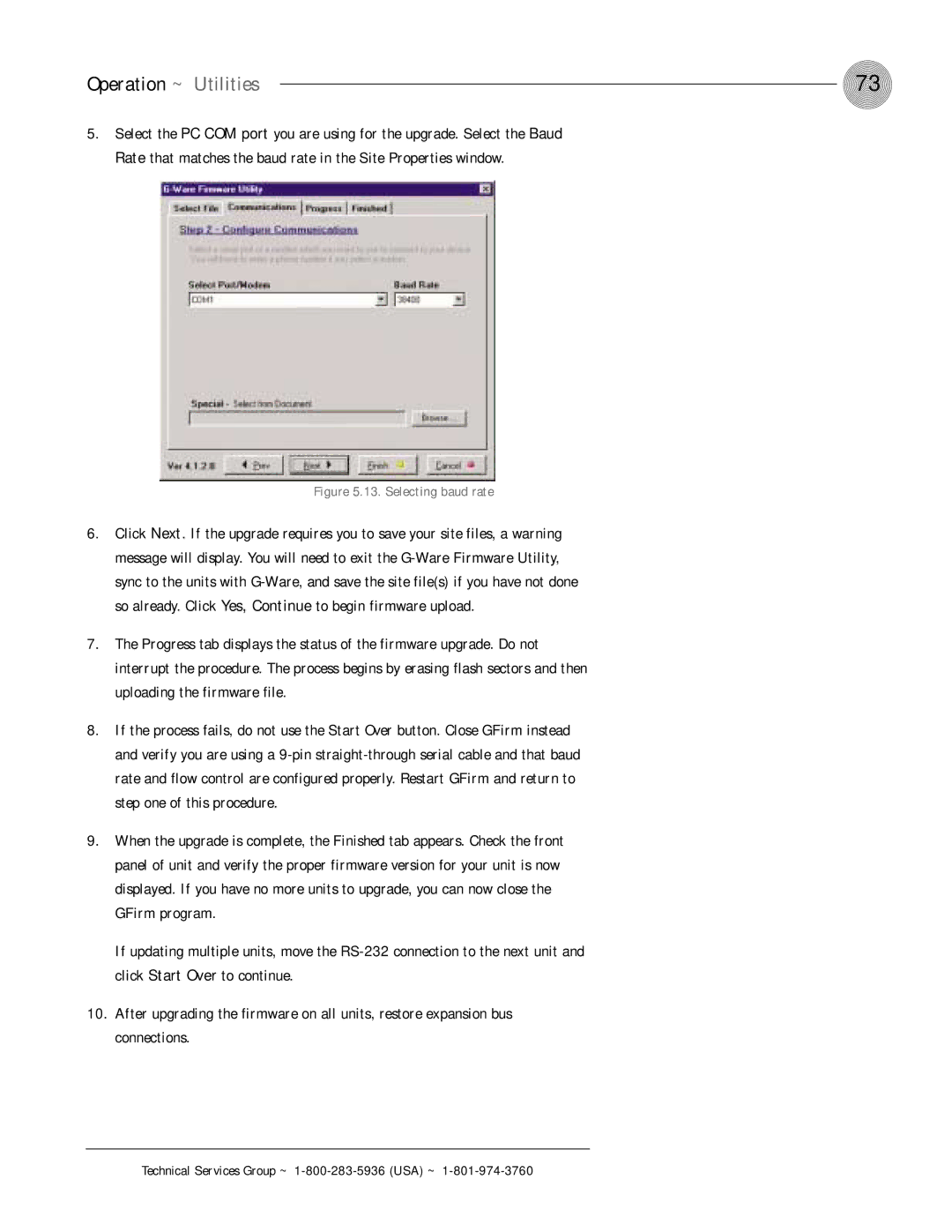 ClearOne comm XAP 800 operation manual Selecting baud rate 