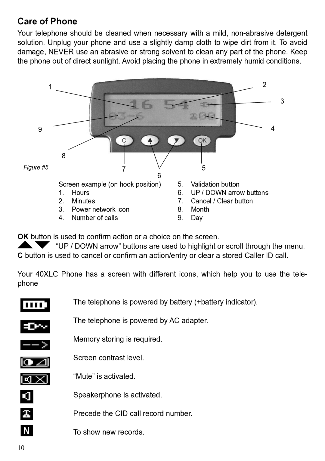 ClearSounds 40XLC user manual Care of Phone, Figure #5 