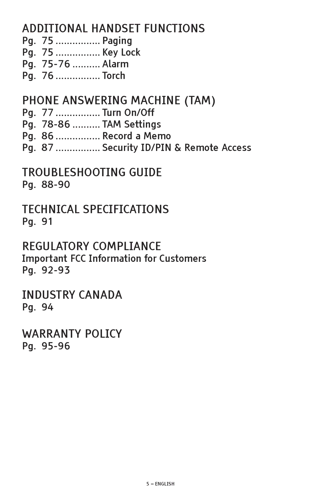 ClearSounds A1600 manual Additional Handset Functions 