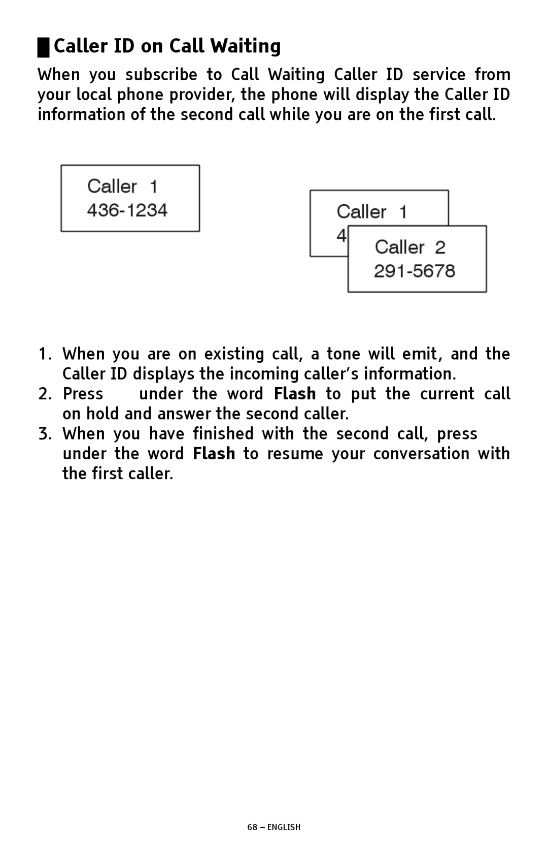 ClearSounds A1600 manual Caller ID on Call Waiting 