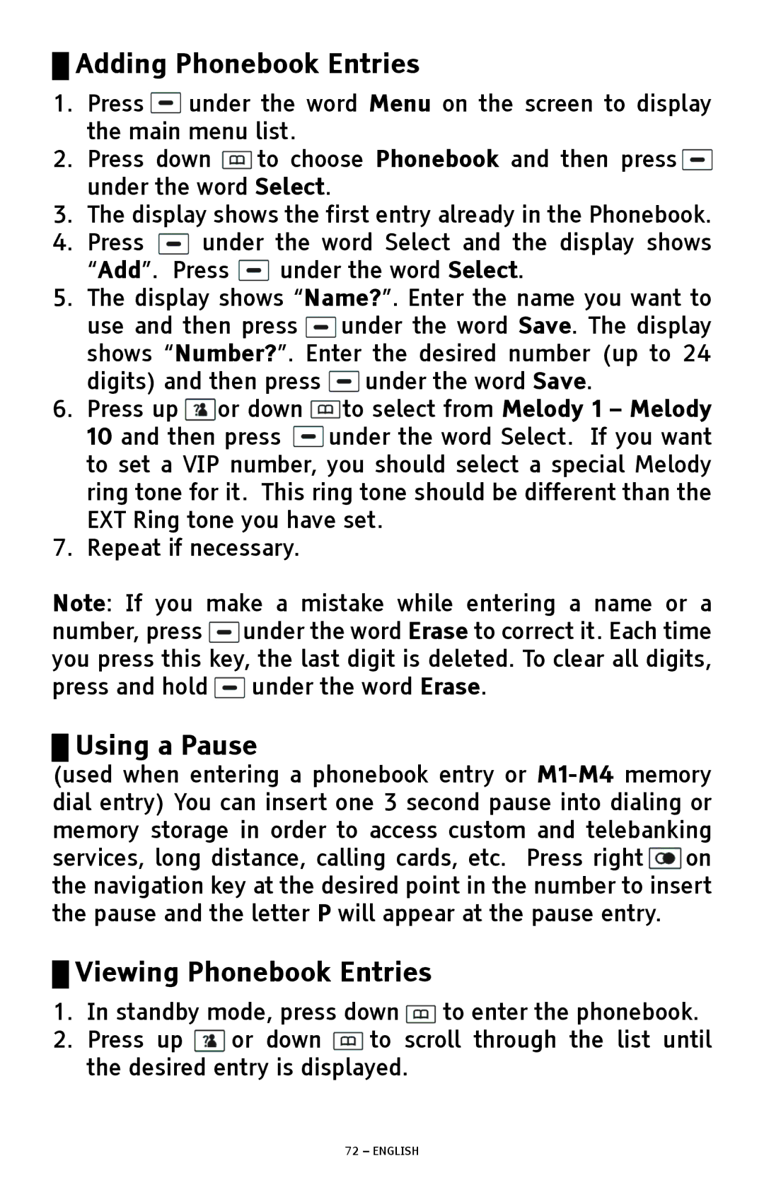 ClearSounds A1600 manual Adding Phonebook Entries 