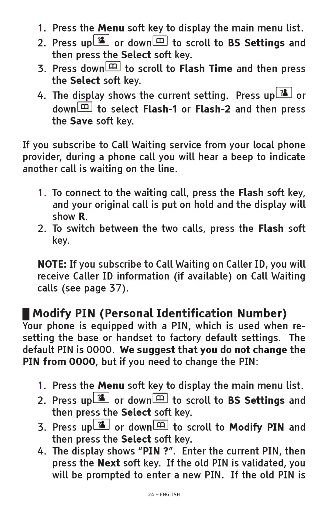 ClearSounds A300 manual Modify PIN Personal Identification Number 