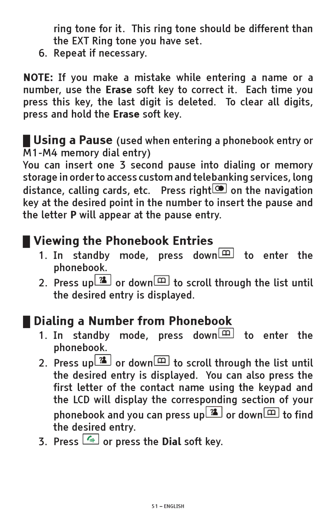 ClearSounds A300 manual Viewing the Phonebook Entries, Dialing a Number from Phonebook 