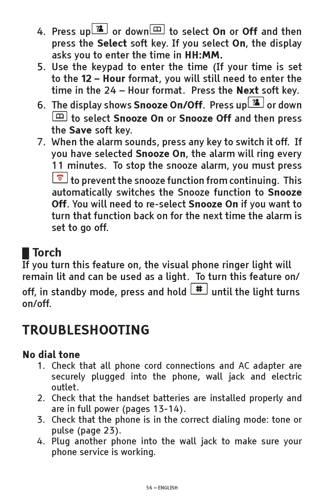 ClearSounds A300 manual Torch, No dial tone 