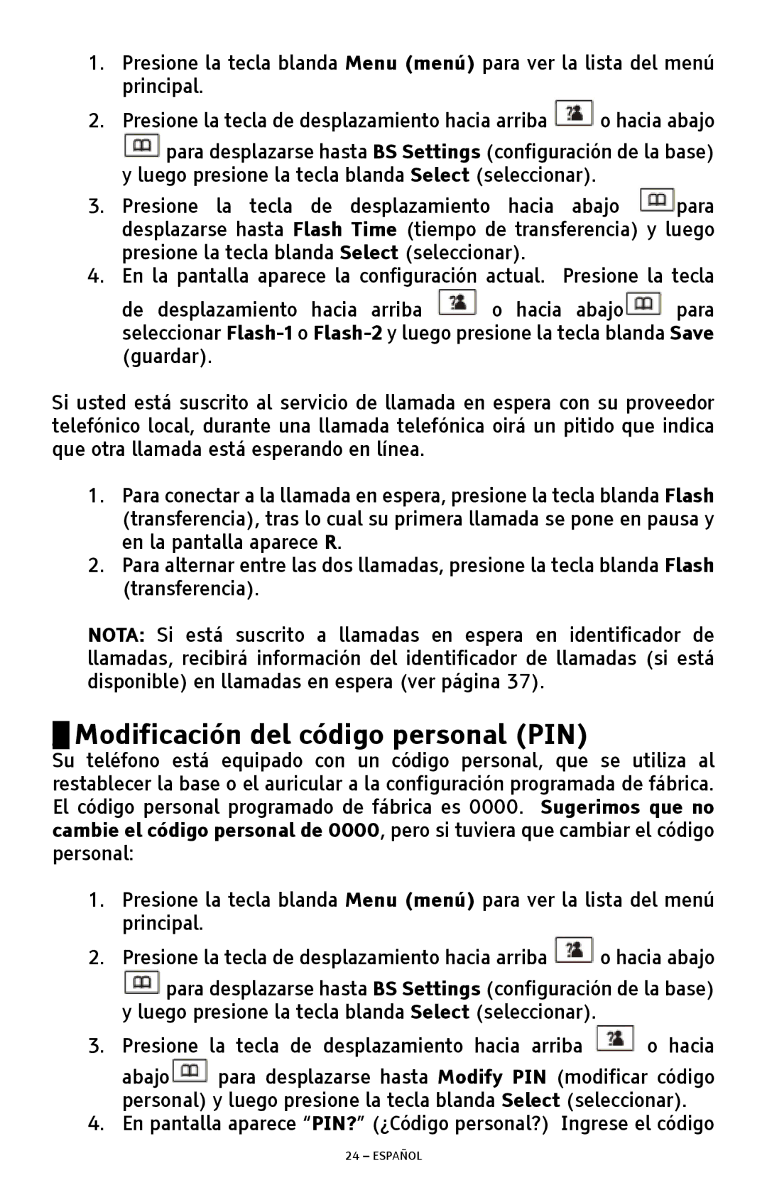 ClearSounds A300 manual Modificación del código personal PIN 