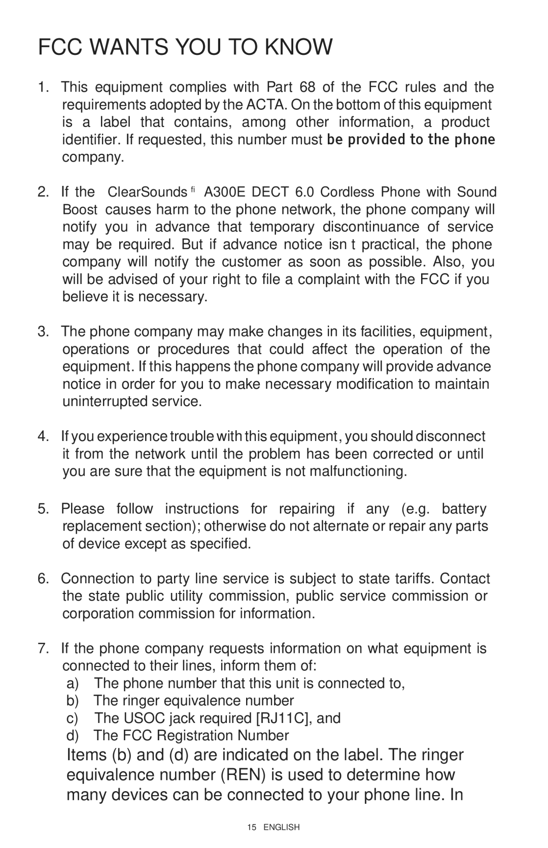 ClearSounds A300E manual FCC Wants YOU to Know 