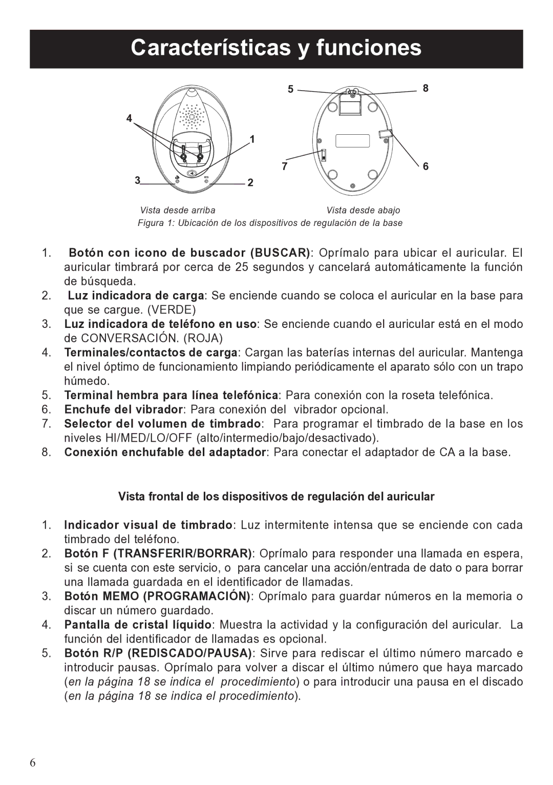 ClearSounds A50 user manual Características y funciones 