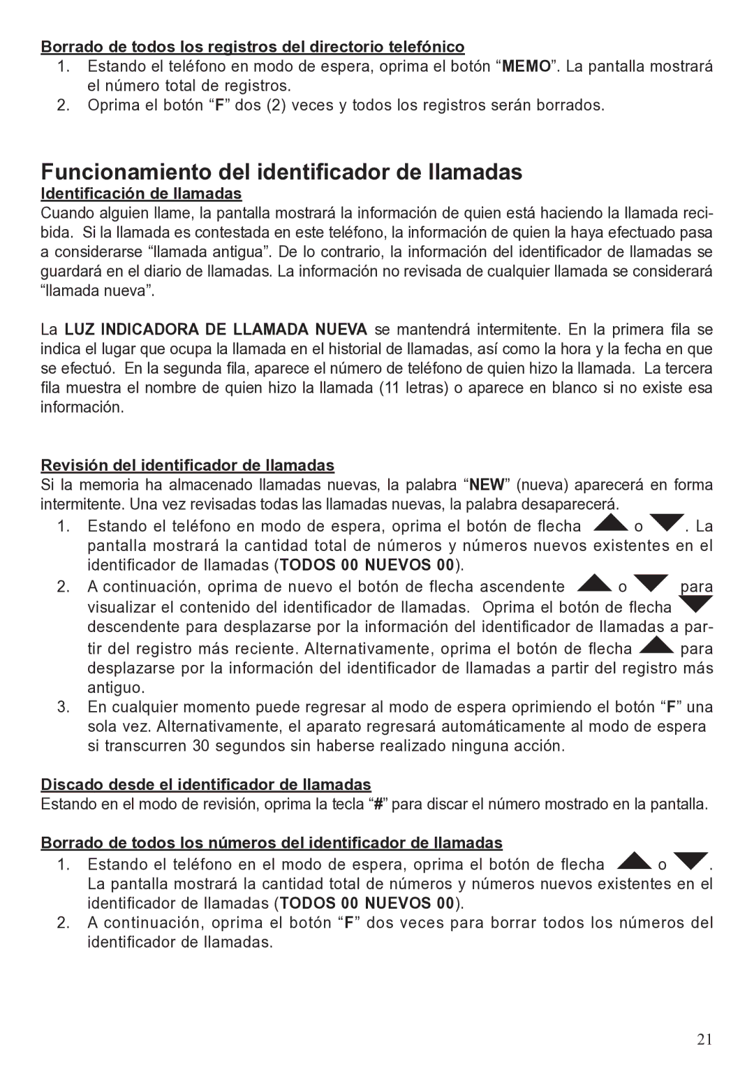 ClearSounds A50 user manual Funcionamiento del identificador de llamadas 