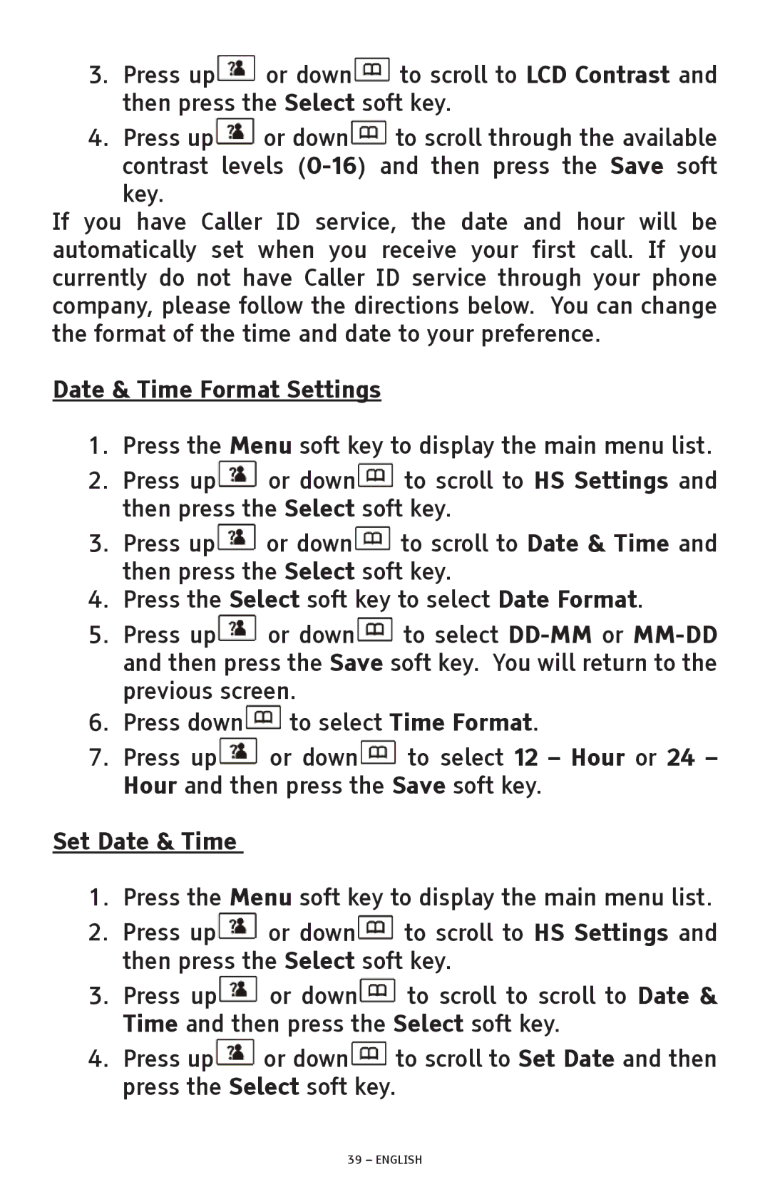 ClearSounds A600 manual Date & Time Format Settings, Set Date & Time 