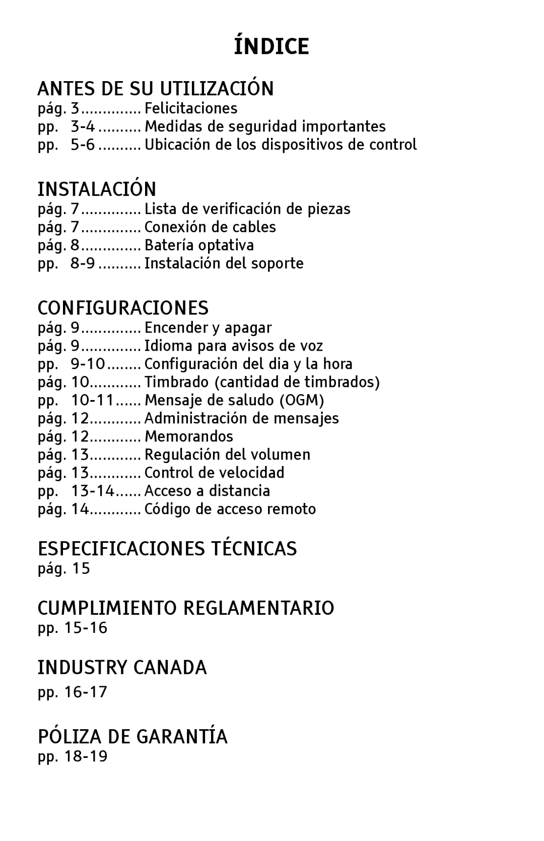 ClearSounds ANS3000 manual Índice, Antes DE SU Utilización 