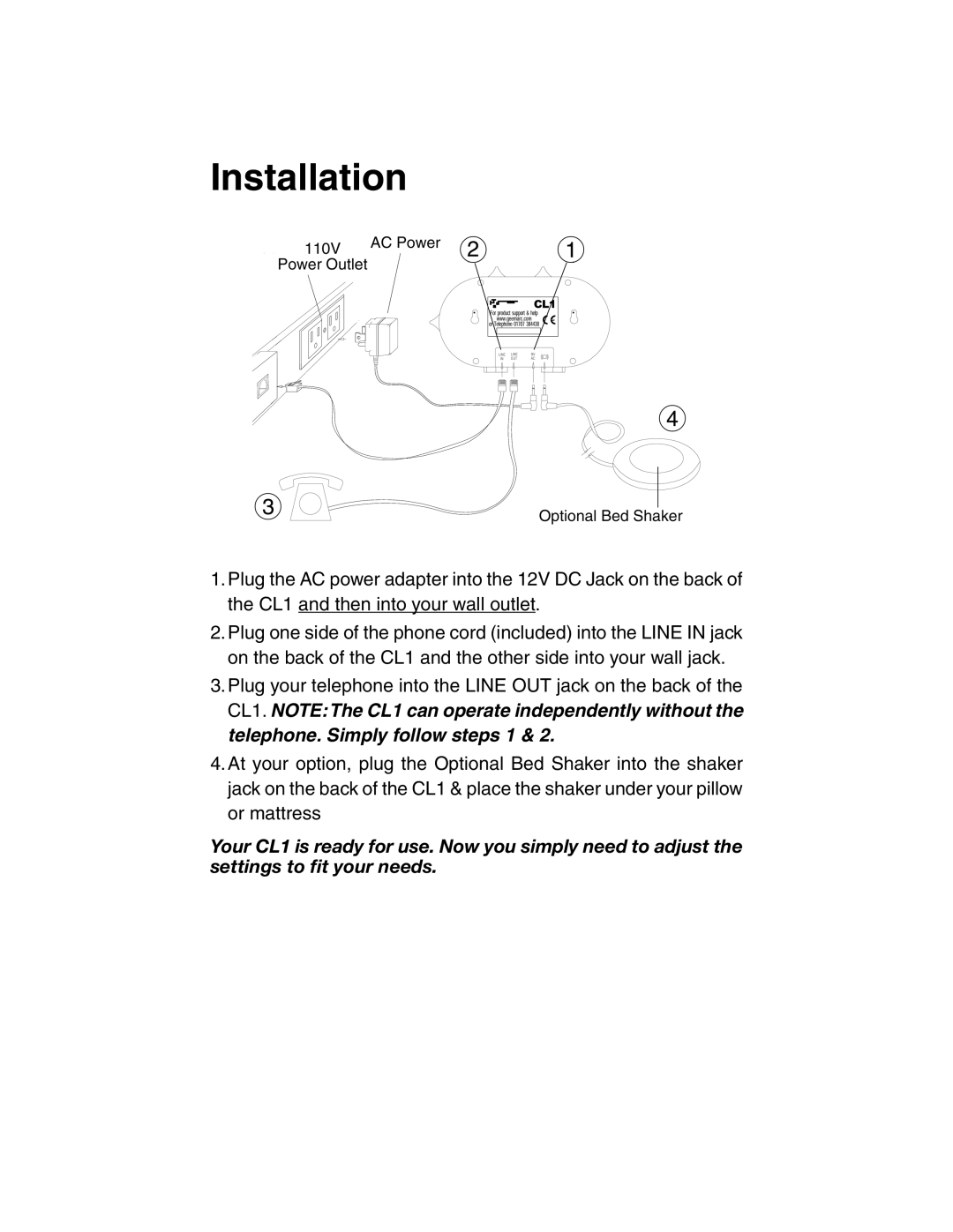 ClearSounds CL1 manual Installation 