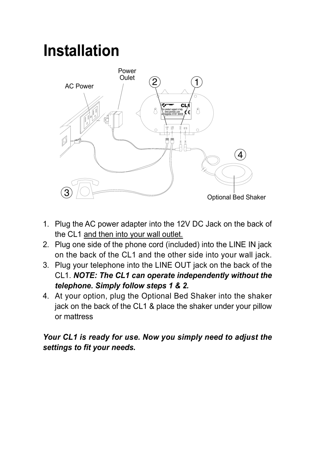 ClearSounds CL1 manual Installation 