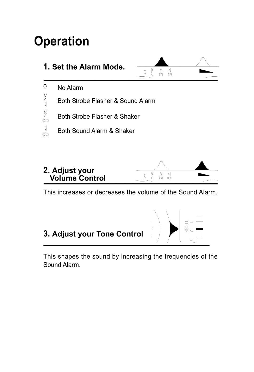 ClearSounds CL1 manual Operation, Set the Alarm Mode 