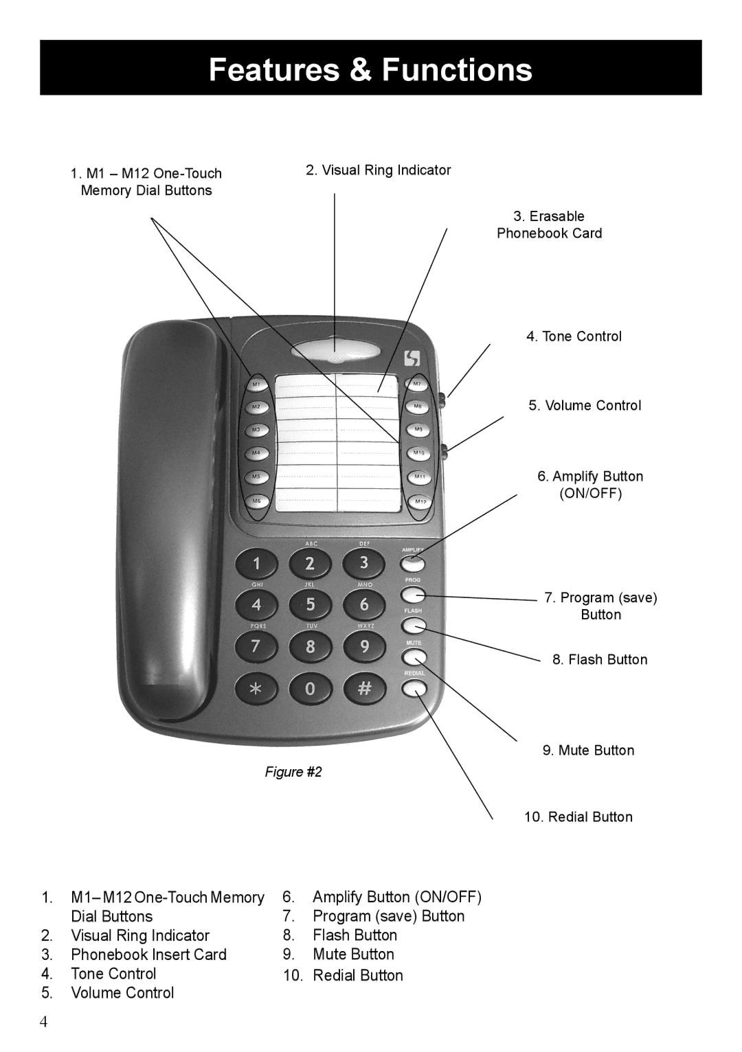 ClearSounds CL1100 user manual Features & Functions, On/Off 