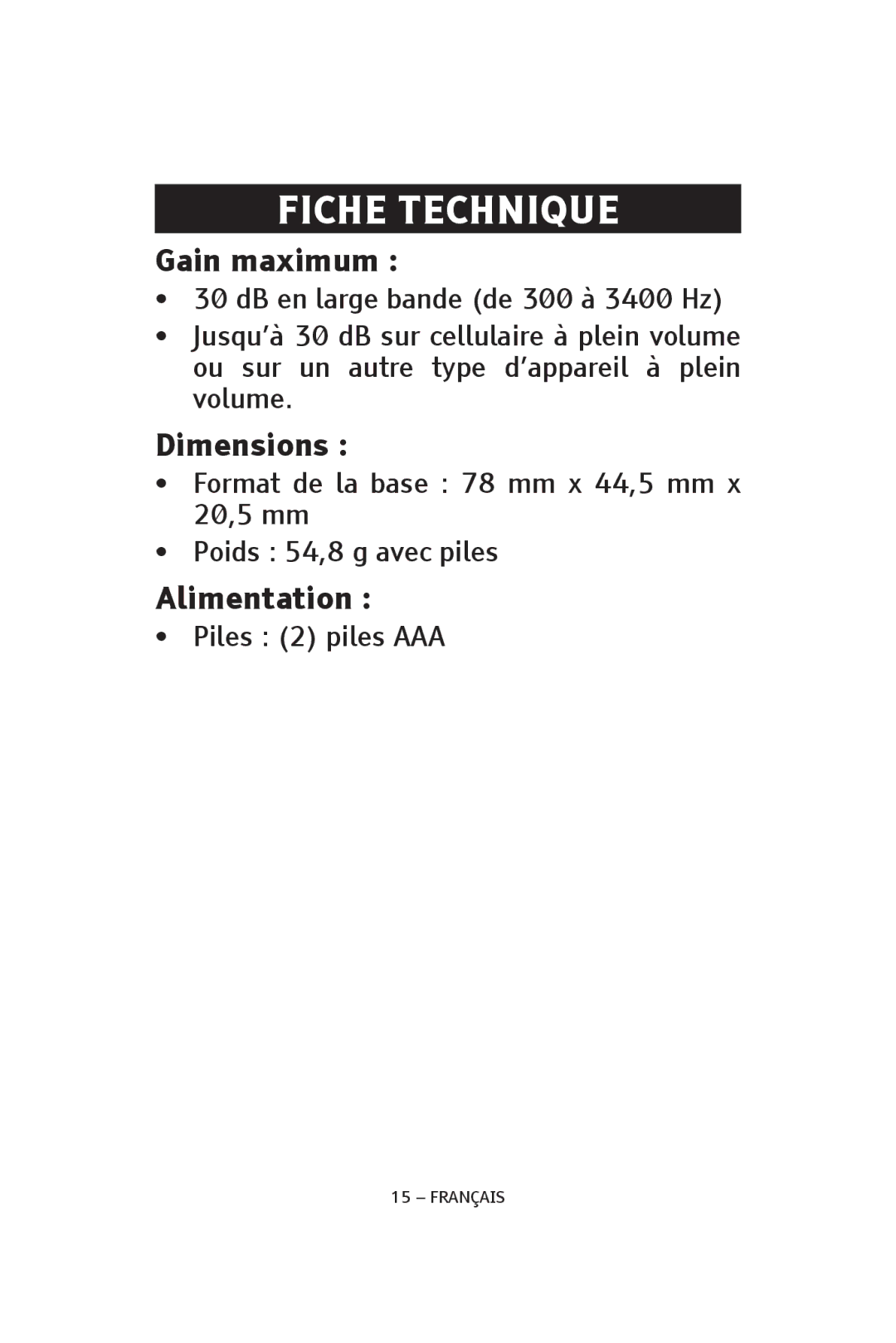 ClearSounds CLA7V2 manual Fiche Technique 