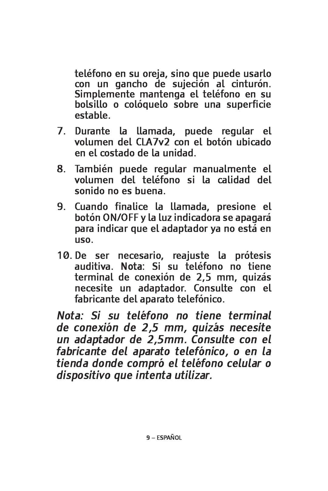 ClearSounds CLA7V2 manual Español 