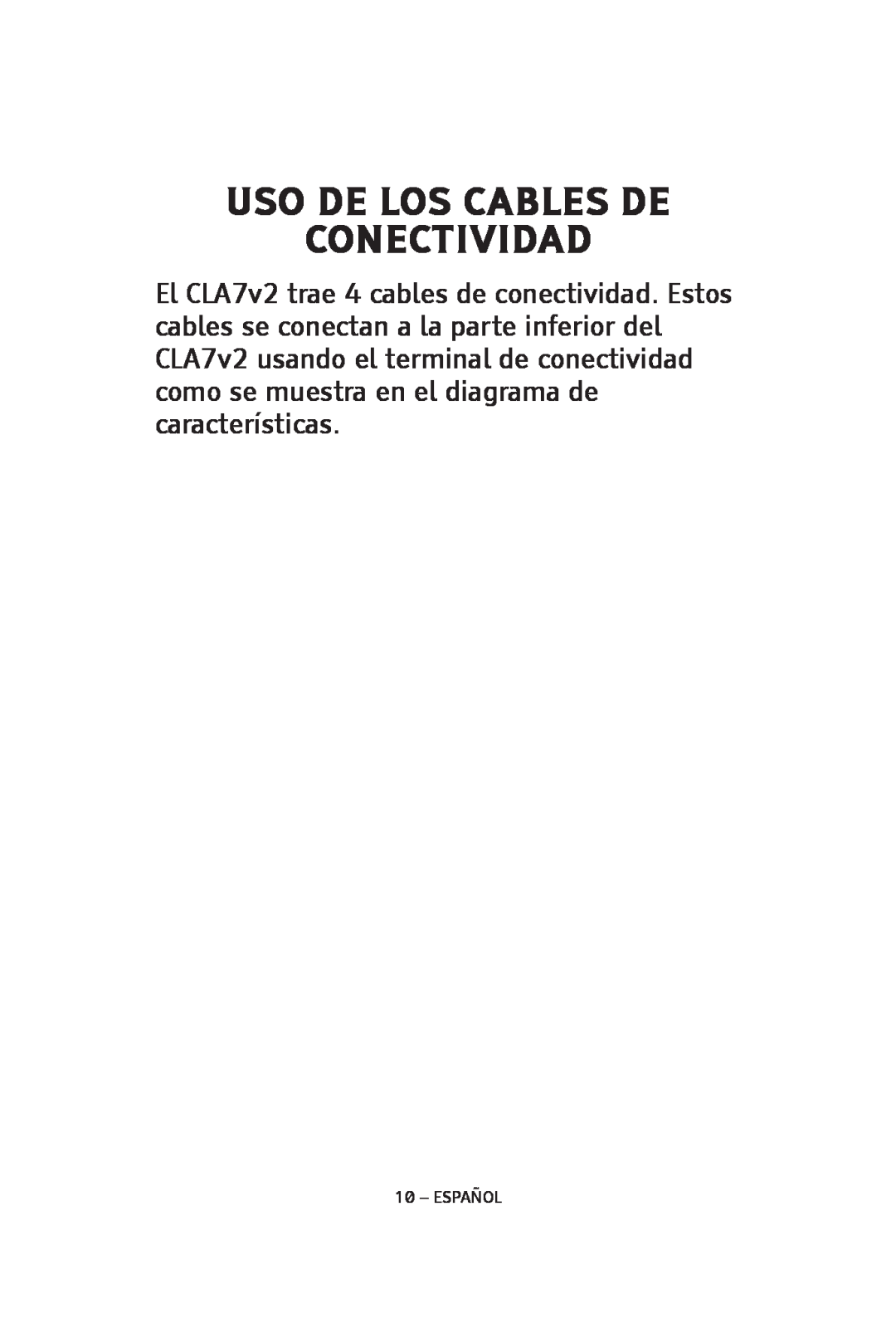 ClearSounds CLA7V2 manual Uso De Los Cables De Conectividad, Español 