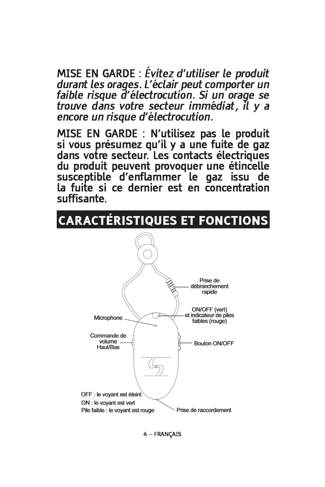 ClearSounds CLA7V2 manual Caractéristiques Et Fonctions, Français 