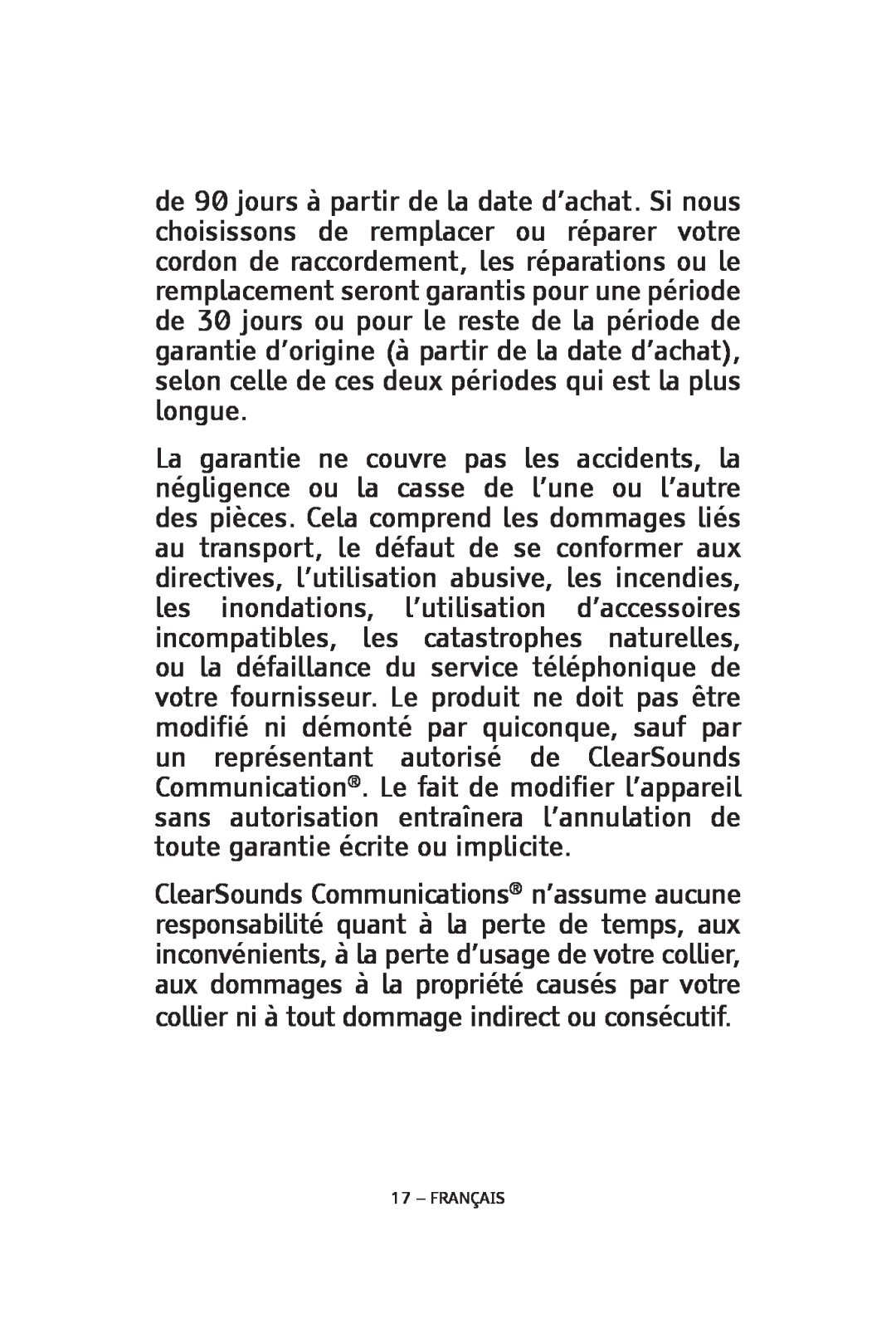 ClearSounds CLA7V2 manual Français 