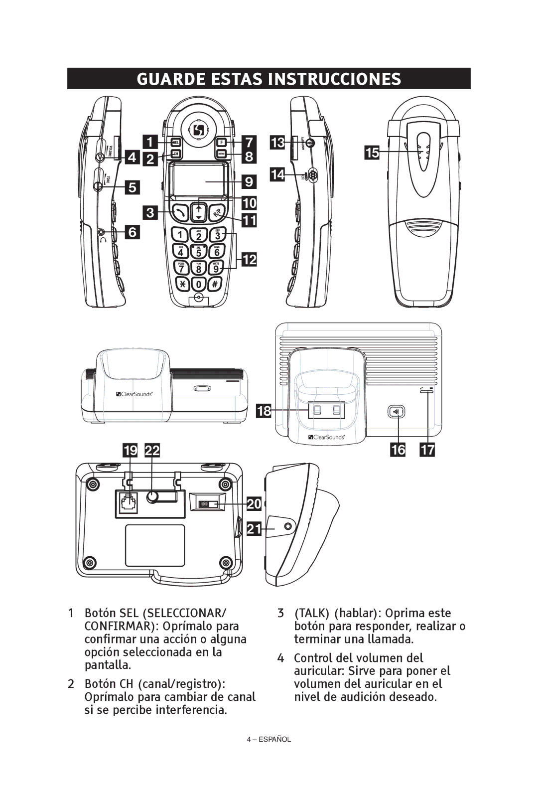 ClearSounds CS-A55 manual Guarde Estas Instrucciones 