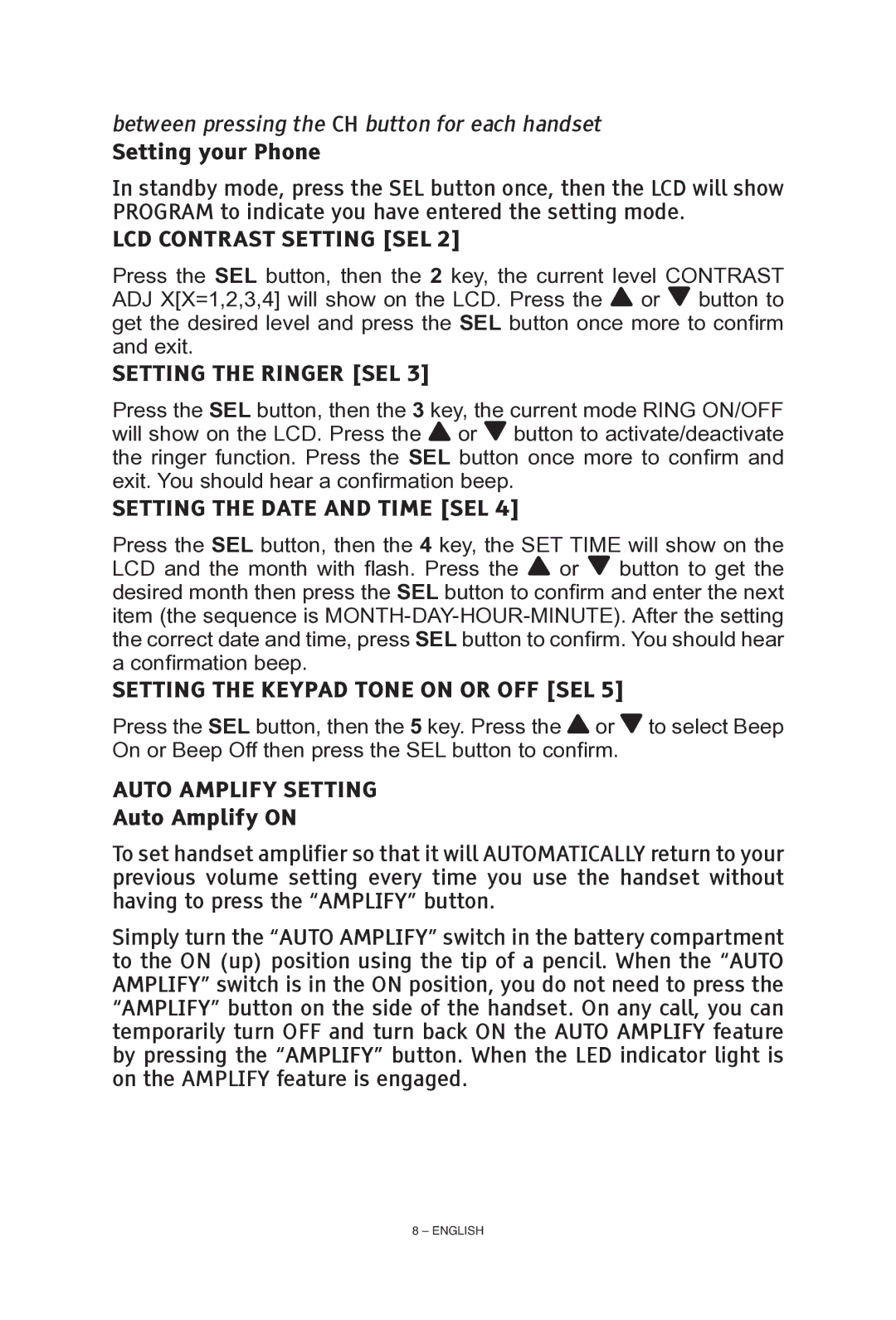 ClearSounds CS-A55 manual Setting your Phone, Auto Amplify on 