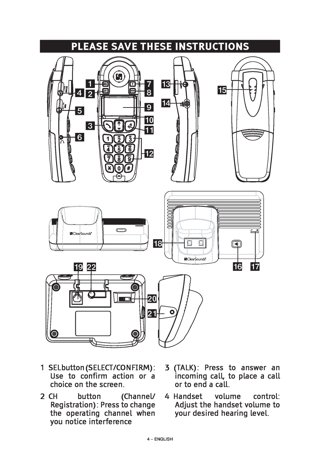 ClearSounds CS-A55 manual Please Save These Instructions 