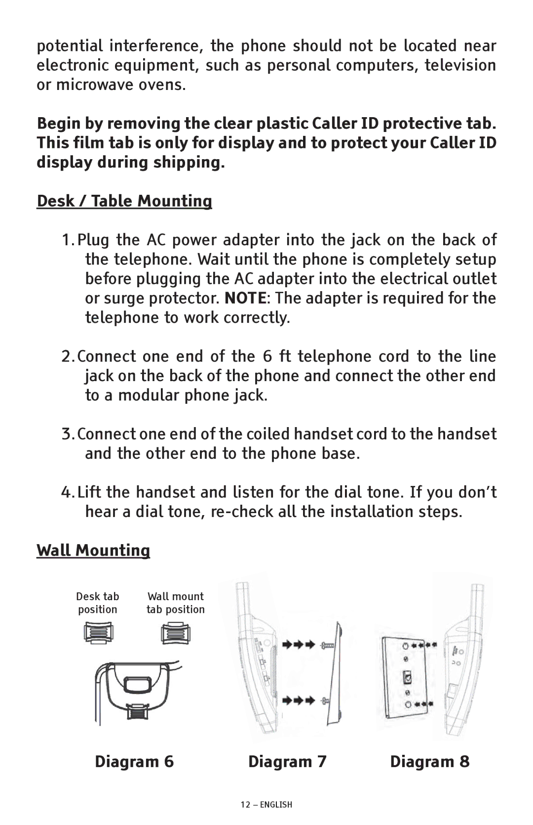 ClearSounds CSC1000 manual Wall Mounting, Diagram 