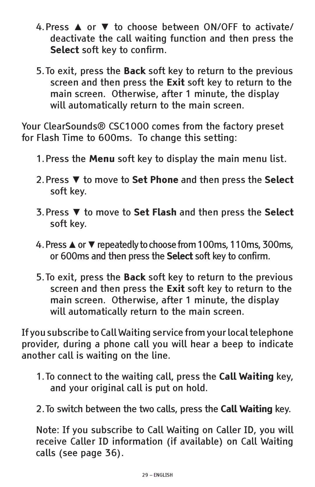 ClearSounds CSC1000 manual English 