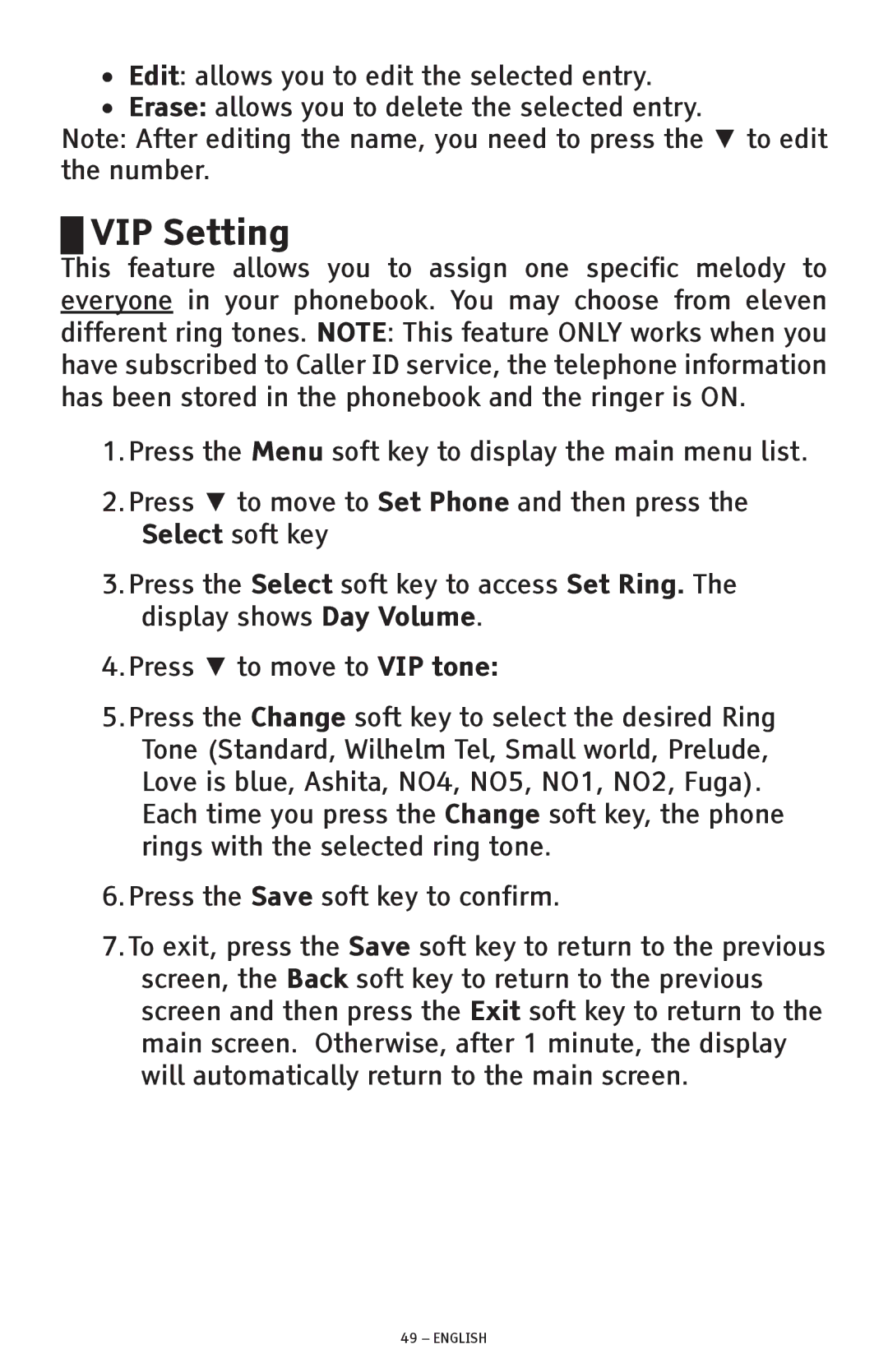 ClearSounds CSC1000 manual VIP Setting 