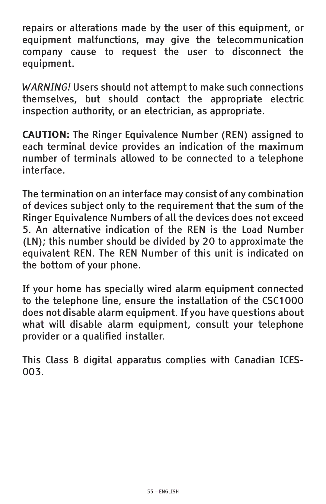 ClearSounds CSC1000 manual English 