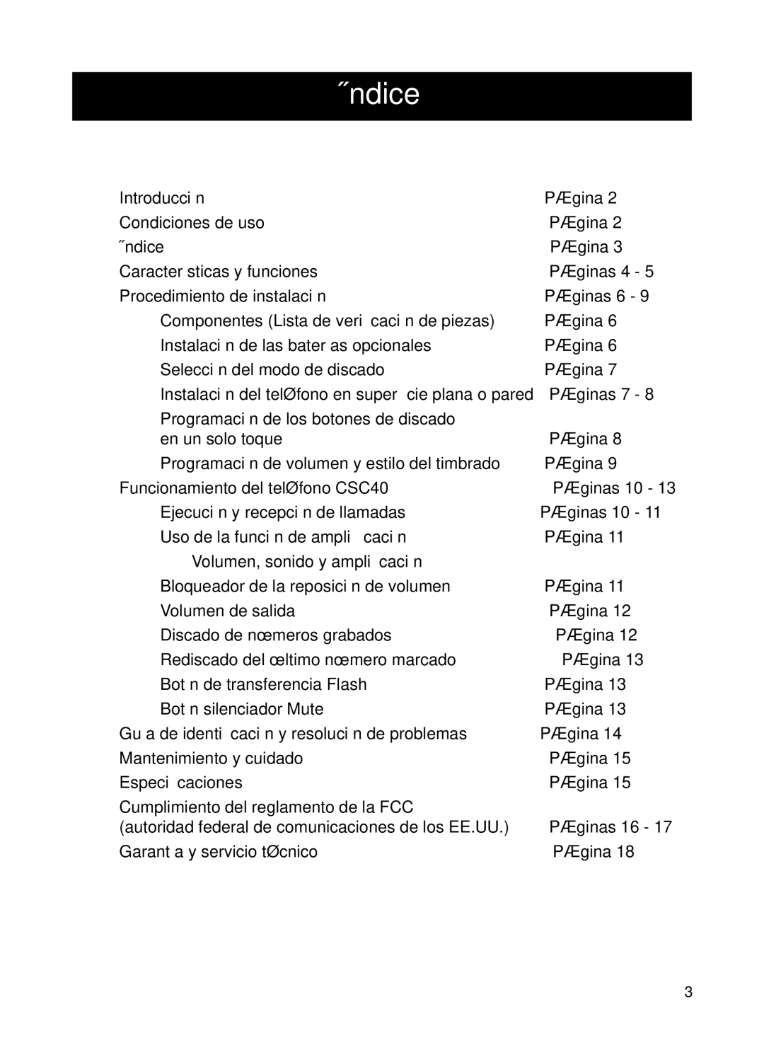 ClearSounds CSC40 user manual Índice 