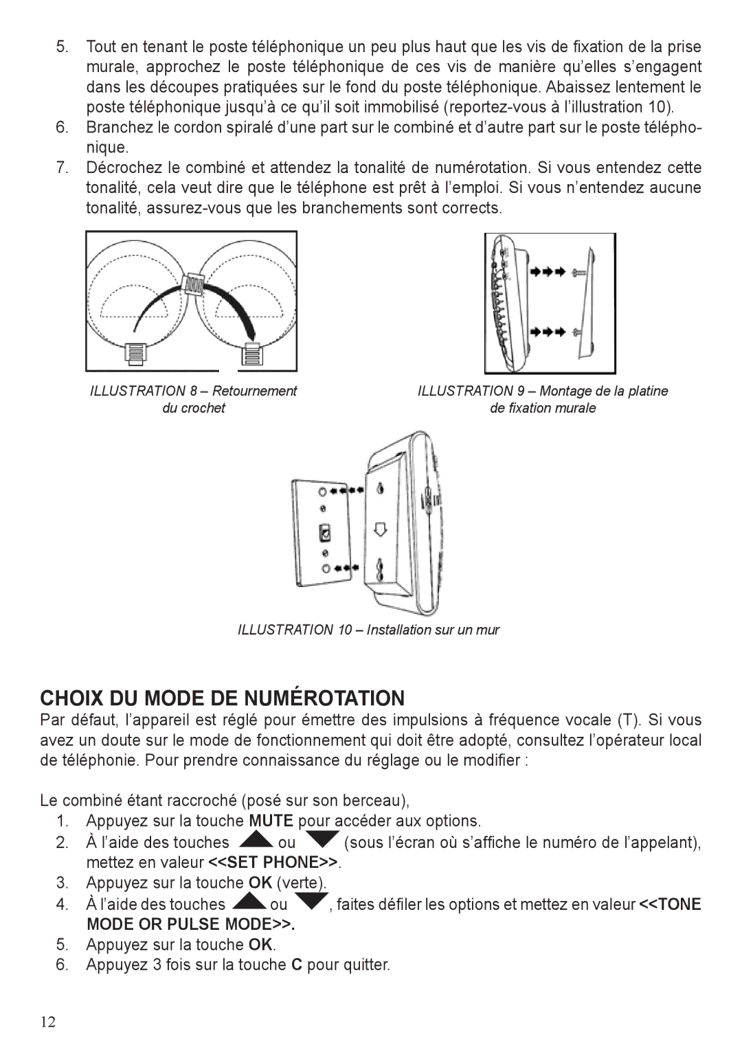 ClearSounds CSC50-ER manual Choix DU Mode DE Numérotation, Mettez en valeur SET Phone 