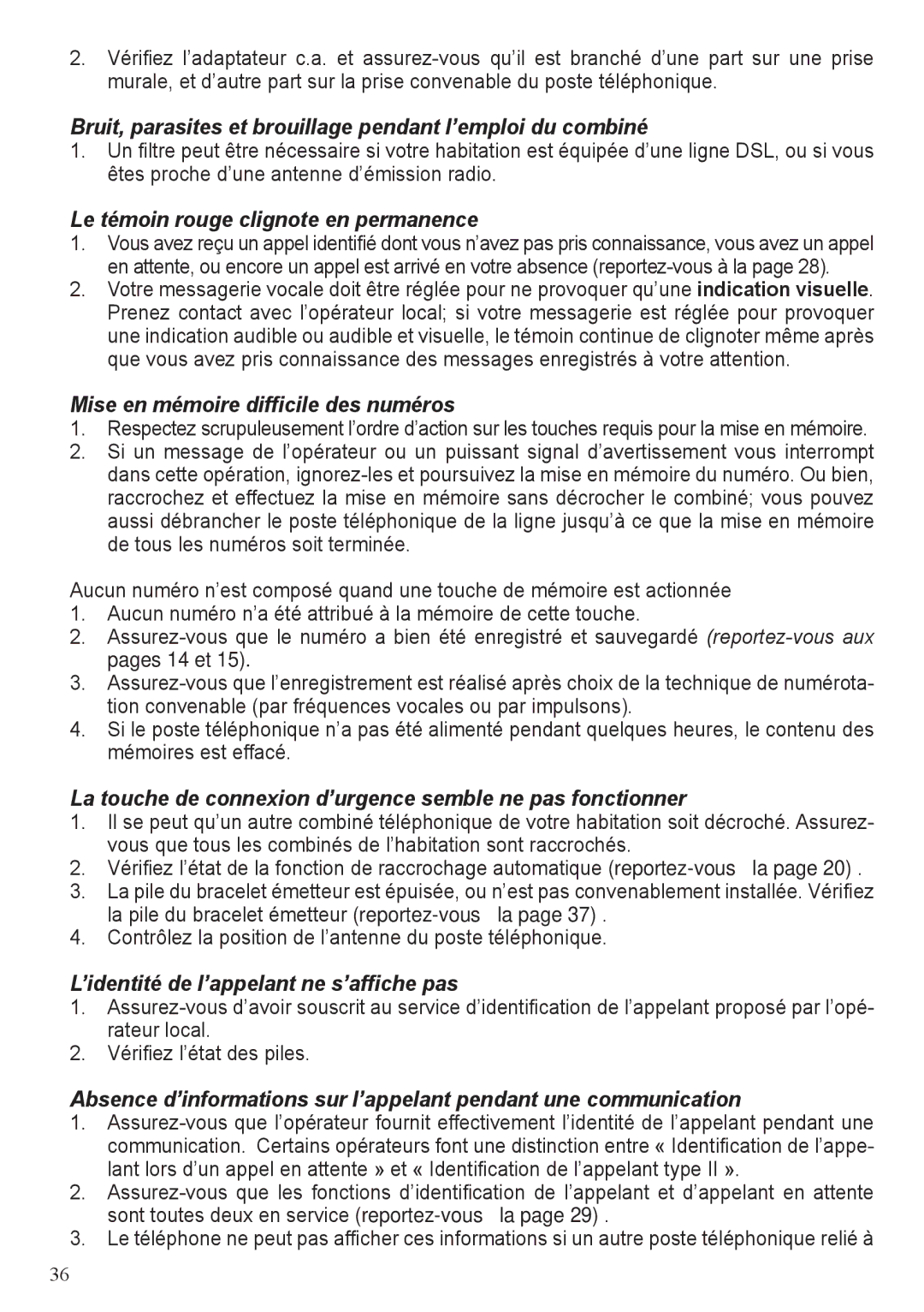 ClearSounds CSC50-ER manual Bruit, parasites et brouillage pendant l’emploi du combiné 