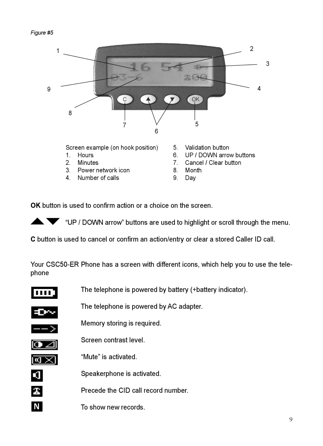 ClearSounds CSC50-ER manual OK button is used to conﬁrm action or a choice on the screen 