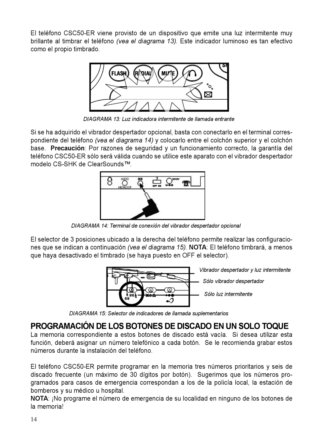 ClearSounds CSC50-ER manual Programación DE LOS Botones DE Discado EN UN Solo Toque 