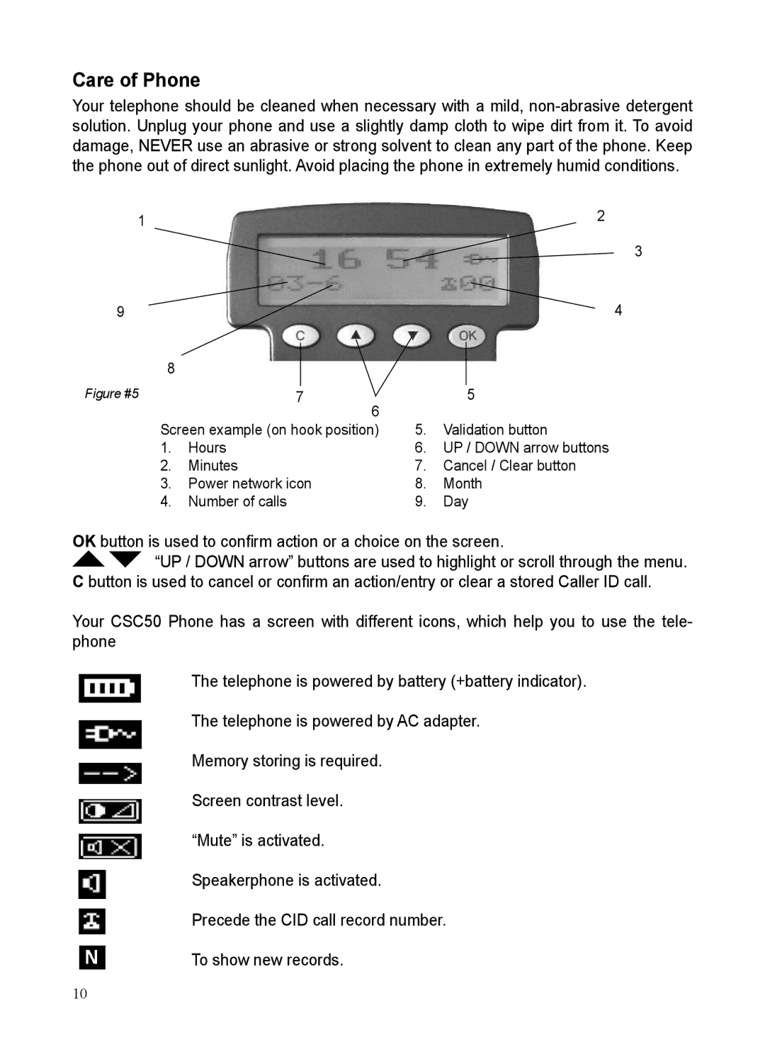 ClearSounds CSC50 user manual Care of Phone, Figure #5 