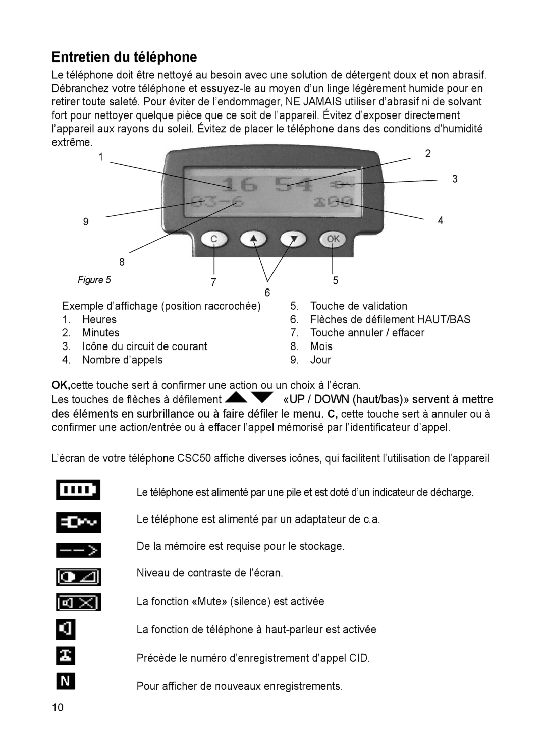 ClearSounds CSC50 user manual Entretien du téléphone 