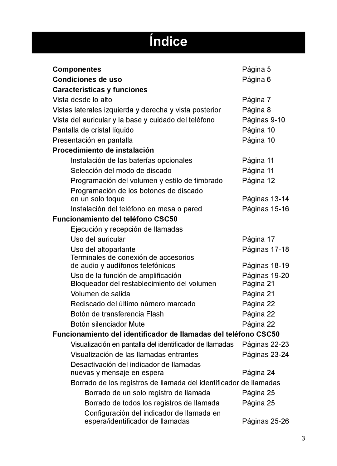 ClearSounds CSC50 user manual Página Páginas 