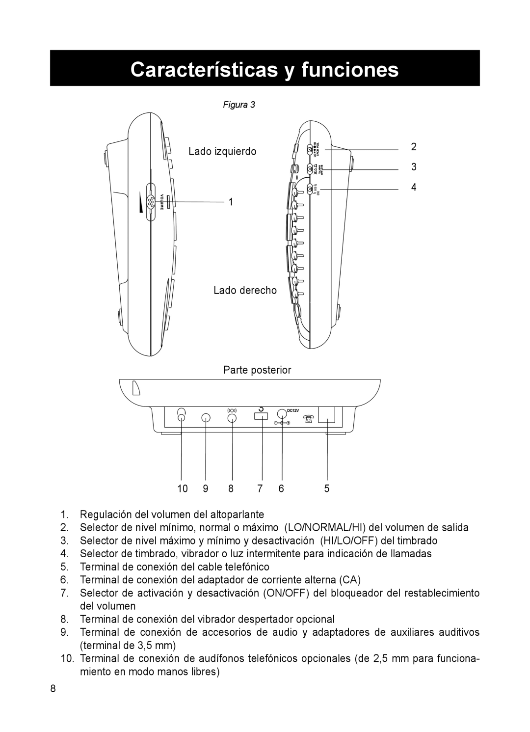 ClearSounds CSC50 user manual Características y funciones 