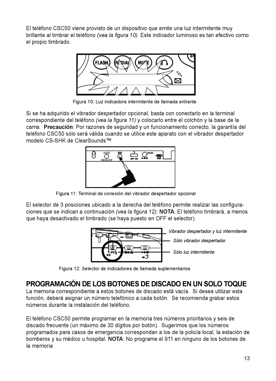 ClearSounds CSC50 user manual Programación DE LOS Botones DE Discado EN UN Solo Toque 